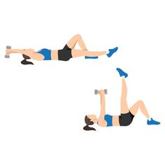 two women doing exercises with dumbbells on their backs