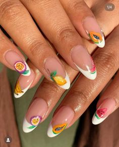 Nails Fruit, Retro Nails, Summer Nail Art, Minimalist Nails, Fire Nails, Funky Nails, Fancy Nails, Chic Nails