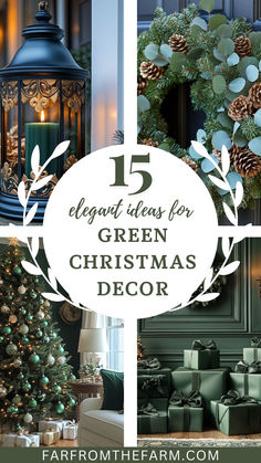 Green Christmas Decor Ideas Green And White Holiday Decor, Green Decoration Christmas Tree, Christmas Trees With Green Ornaments, Simple Green Christmas Decor, Sage Green And Gold Christmas Decor, Sage Green Christmas Tree Decorations, Christmas Tree Themes Green, Cream And Green Christmas Decor, Green Velvet Christmas Decor