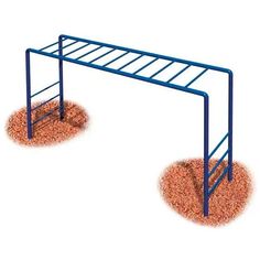 two metal racks with sand underneath them on the ground in front of a white background