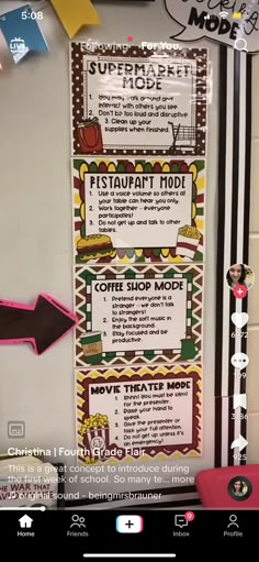 the menu is displayed on the wall in the classroom