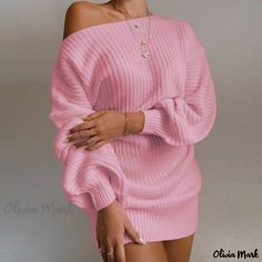 Olivia Mark - Luxurious Hooded Long Sleeve Sweater Ensemble Outfit With White Vans, Light Pink Top Outfit, Pink Top Outfit, Light Pink Top, Pink Sweater Dress, Wool Knitted Dress, Long Sweater Dress, Winter Leggings, White Vans