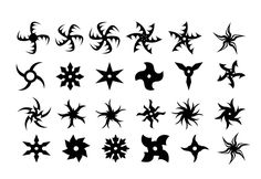 an assortment of black and white designs on a white background