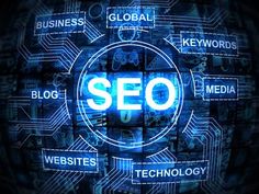 the word seo is surrounded by many different types of technology and information in this image