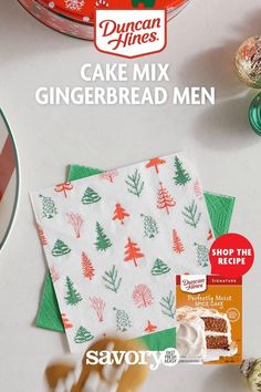 a cake mix with gingerbread men on it