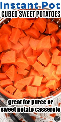 a bowl filled with sliced sweet potatoes on top of a table