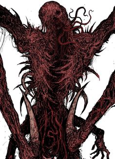 an illustration of a giant creature with long, slender legs and large hands on it's back