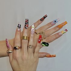 Hippie Nails, Nails Only, Nail Jewelry, Luxury Nails, Coffin Nails Designs, Funky Nails, Pretty Acrylic Nails