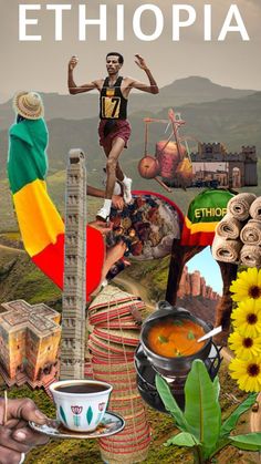 a collage of photos with the words ethiopia on it