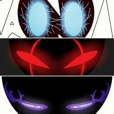 an image of two different faces with blue and red lights in the middle one has eyes that appear to be alien