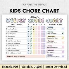 a printable chore chart for kids