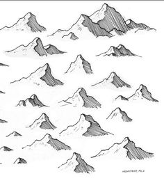 the mountain range is drawn in pencil and it looks like they are on top of each other