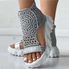 Category:Sandals; Upper Materials:PU; Season:Summer; Heel Type:Wedge Heel; Gender:Women's; Toe Shape:Open Toe; Style:Casual; Heel Height(inch):1-2; Outsole Materials:PU; Occasion:Daily; Closure Type:Zipper; Pattern:Solid Color; Listing Date:06/05/2023; Production mode:External procurement; 2023 Trends:Comfort Shoes; Foot Length:; Foot Width:; Size chart date source:Provided by Supplier. Mesh Flats, Rope Sandals, Geometric Knit, Modern Sandals, Summer Wedges, Sandal Platform, Chic Type, Shoe Pattern, Jeans Casual