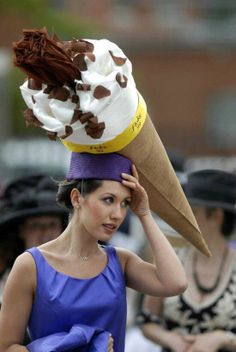 Ice cream cone hat Royal Ascot Ladies Day, Ascot Horse Racing, Ascot Ladies Day, Unusual Hats, Mad Hat, Ascot Hats