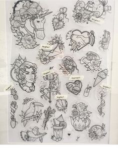 a sheet of stickers with tattoos on them