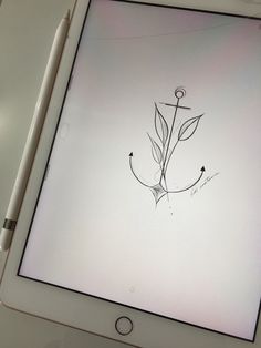 an ipad with a drawing on the screen