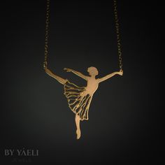 Ballerina necklace – inspired by the beauty, elegance, and determination of the ballerinasWith our delicate and contemporary silhouette of a ballerina with a flower shape tutu that is hard to miss. ★ Comes in our signature gift box, ready for gift giving. ★ Available in Gold [18k gold-filled chain & 18k gold plated brass pendant] ... Ballet Necklace, Ballet Jewelry, Plane Necklace, Dancer Necklace, Ballerina Necklace, Airplane Necklace, Ballerina Gift, Ballet Dancing, Jewelry Design Studio