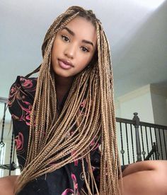 Honey Blonde Box Braids, Brown Box Braids, Triangle Box Braids, Afro Braids, Blonde Box Braids, Blonde Braids, Small Braids, Braids For Black Women, Cool Braids