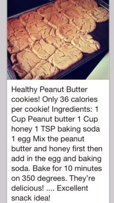 the recipe for healthy peanut butter cookies is shown in an instagramtion with caption