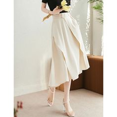 Lasaky - Silk-Designed High-waisted Skirt with Irregular Hem and Flowy Silhouette Umbrella Skirt, Irregular Hem, British Indian, Trendy Fashion Women, Types Of Skirts, High Waisted Skirt, Almond, Summer Outfits, High Rise