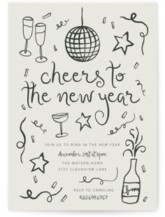 Swirly and simple new years eve icons drawn to surround your NYE party details New Year’s Eve Engagement Party Invitation, Elegant New Years Party, New Years Eve Invite, Nye Party Invitations, New Year’s Eve Party Invite, Classy New Years Eve Party, New Years Engagement Party, New Years Invitations, New Years Eve Invitation