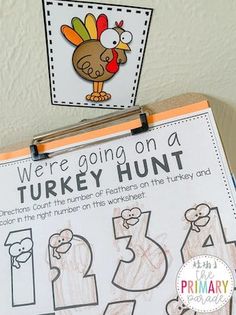 there is a turkey hunt on the clipboard for kids to learn how to draw