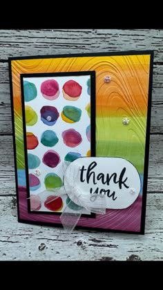 a handmade thank card with the words, thank you on it and an image of a