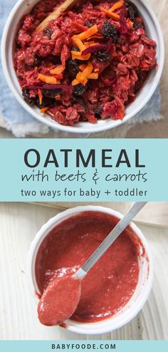 an image of oatmeal with beets and carrots in a bowl