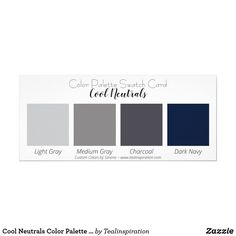 the color palette swatch card is shown in blue, gray and white colors with text