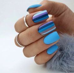 For More Inspirational Pins Follow Me @ƑƛƧӇƖƠƝ💙ԼƠƔЄƦ Square Nail Designs, Stylish Nails Designs, Short Square Nails, Purple Nail, Pretty Nail Art Designs, Blue Nail, Hot Nails