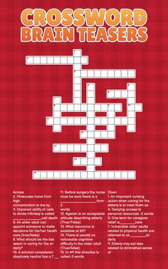 the crossword brainteaser is shown in red and white