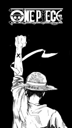 a black and white drawing of a person wearing a hat with one piece written on it