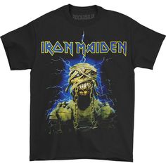 Power Slave Eddie Art Under Logo Metalhead Clothes, Heavy Metal Tshirt, Iron Maiden Merch, Iron Maiden T Shirt, Iron Maiden Shirt, Metal Shirts, Shirt Illustration, Merch Store, Band T Shirts