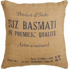 a pillow with the words riz basmati on it