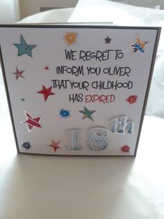 a greeting card with the words, we respect to inform you over that your childhood has expired