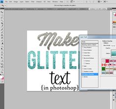 the text in photoshopped is being used to create an image with glitter effect