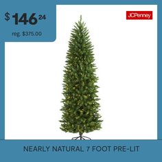 the nearly natural 7 foot pre - lit christmas tree is on sale for $ 46