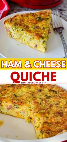 Whip up this breakfast recipe with eggs! It's also a special brunch food idea. Complete with broccoli, spices, and more, this easy Ham and Cheese Quiche is delicious!