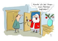 a man in a santa suit is opening the door to another man