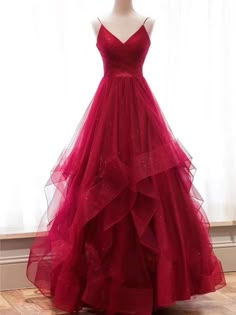 SGD077 Wine Red Straps Formal Dress, Prom Dress 2020, Party Gowns on Storenvy Cheap Red Prom Dresses, Red Tulle Prom Dress, Minimal Stil, Red Evening Gown, Burgundy Evening Dress, 파티 드레스, Spaghetti Strap Prom Dress, Prom Dresses 2019, Burgundy Prom Dress