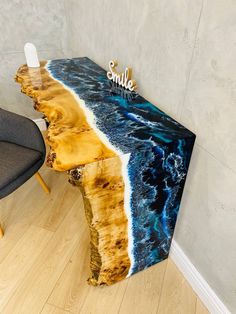 a table that is made to look like an ocean wave