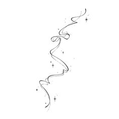 a black and white drawing of a swirly line with stars on the bottom right side