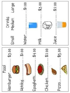 worksheet for comparing food items in order to find the correct words and write them out