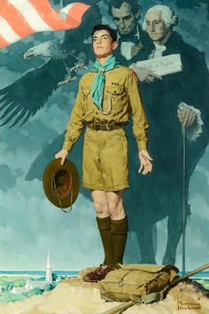 a painting of a man in uniform with an eagle above him