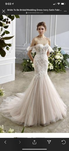 three different styles of wedding gowns with flowers on the bottom, and in front