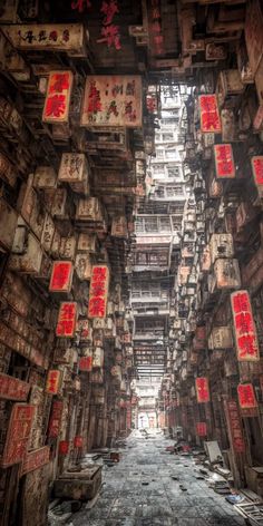 Hong Kong Kowloon Walled City, Hong Kong Cyberpunk, Kowloon Walled City Interior, Overcrowded City, Subterranean City, Urban Horror, City Concept Art, City Reference, Grunge City