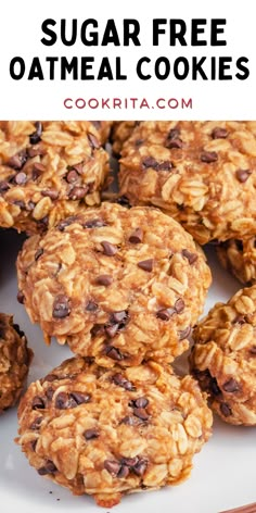 an image of oatmeal cookies stacked on top of each other with text overlay