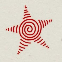 an image of a star that is in the middle of red lines on white paper