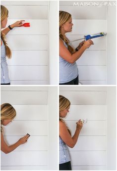 How to Plank a Wall: excellent tutorial on getting that diy shiplap look! How To Plank, Diy Plank Wall, Wall Diy, Plank Walls, Casas Coloniales, Bathroom Redo