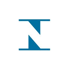 the letter n is shown in blue and white